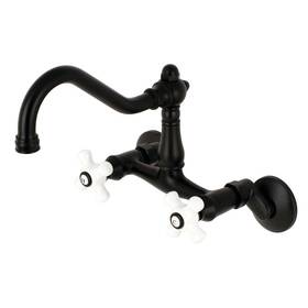 Ks3220px Kingston Brass Vintage 6 Inch Adjustable Center Wall Mount Kitchen Faucet Matte Black