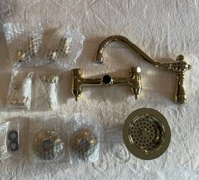 Ks3222pl Kingston Brass Farmhouse Cottage Kitchen Faucet Wall Mount With Basket Strainer New