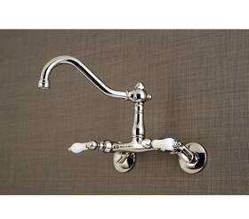 Ks3226pl Kingston Brass New Vintage Double Handle 2-hole Wall Mount Bridge Faucet P. Nickel