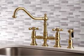 Ks3792axbs Kingston Brass Restoration Bridge Kitchen Faucet Polished Cross