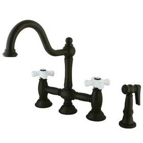 Ks3795pxbs Kingston Brass Restoration Bridge Kitchen Faucet With