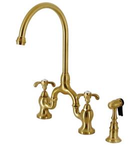 Ks7797txbs Kingston Brass French Country Bridge Kitchen Faucet Brushed