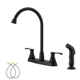 At-kf06-mb Kirlystone Matte Black Kitchen Faucet With Pull-out Side Sprayer High Arc 2-handl