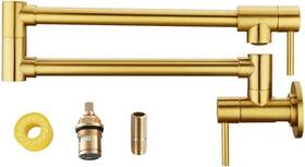 Gd-hn61201 Kmeino Brass Pot Filler Faucet Wall Mount Stove Folding Kitchen/w Double Joint