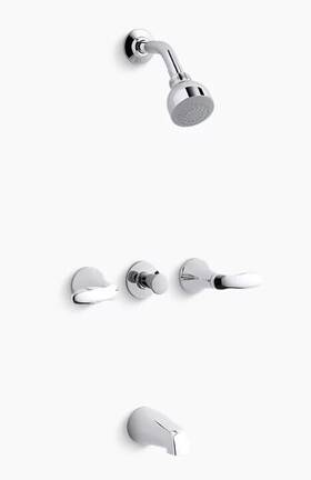K-t15231-4-cp Kohler 087206564642 Coralais Three Handle Wall Mount Bath And Shower Trim Set