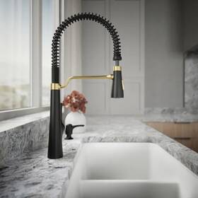 Ipr33400-sd-bmb-ab Kohler 195711063083 Albany Semi-pro Kitchen Faucet Matte Black With Gold
