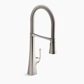 1p22060-us-aa Kohler 22060-vs Graze Semi Pro 3 Function High Arc Kitchen Sink Faucet Stainless