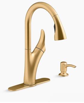 1prec26448-sd-2mb-aa Kohler Brushed Gold Transitional Pull Down Kitchen Faucet