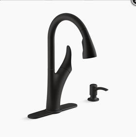 Kohler 1prec26448-sd-bl Transitional Matte Black Pulldown Kitchen Faucet 1prec26448-sd-bl-aa