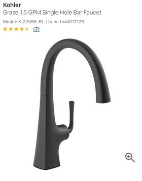 K-22065-bl Kohler 22065-bl Graze Single-handle Bar Kitchens Sink Faucet In Matte Blk New