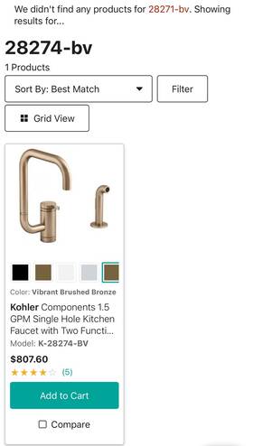 28274-bv Kohler Kitchen Faucet - Brushed Bronze