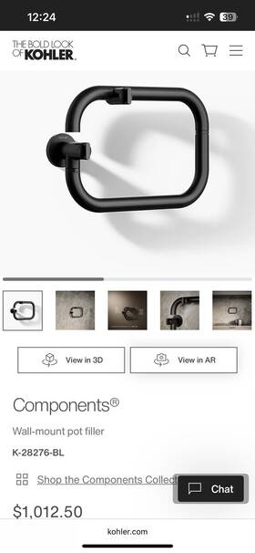 K-28276-bl Kohler 28276-bl Components Wall-mount Pot Filler Faucet Matte Black Brass