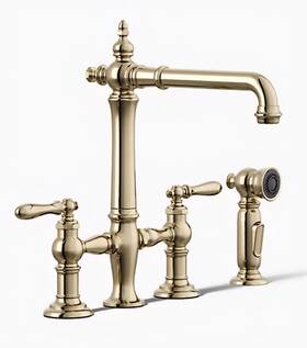 76519-4-ag Kohler 76519-4-af Artifacts Bridge Kitchen Faucet With Spray Vibrant French Gold