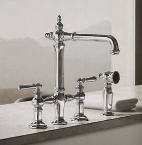 Kohler 76520-4-cp Artifacts 3-hole Bridge Kitchen/bar Faucet With Side Sprayer