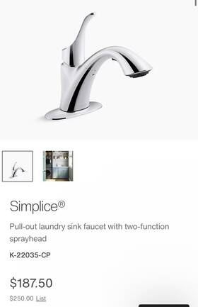 K-22035-cp Kohler Simplice Pull-out Laundry Sink Faucet In Polished Chrome
