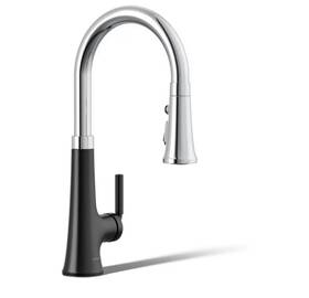Kohler K-23764-cbl Tone Pull Down Kitchen Faucet - With Spray Head Chrome And Black
