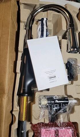 K-23766-cbl Kohler 23766-cbl Tone Touchless Pull-down Kitchen Faucet Polished Chrome And Black