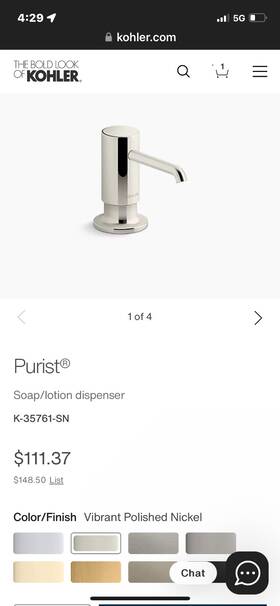 K-35761-sn Kohler Purist Soap Dispenser Polished Nickel