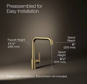 K-7507-2mb Kohler Purist 1.8 Gpm Single Hole Kitchen Faucet Brushed Brass