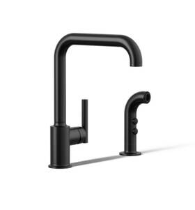 K-7508-bl Kohler 7508-bl Purist High Arc Kitchen Faucet Matte Black With Side Spray New Nib