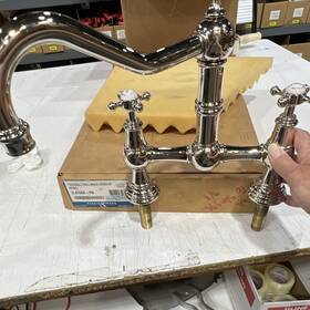Kohler K-99259x-pn Artifacts Polished Nickel Bridge Kitchen Faucet Cross Handles 8in