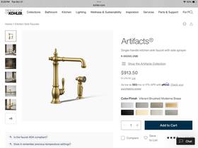 K-99265-2mb Kohler Artifacts Single Handle Kitchen Sink Faucet