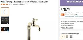 K-99268-af Kohler Parts Artifacts Gentlemens Bar Prep Sink Faucet French Gold