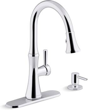 K-r28706-sd-cp Kohler Kaori Pulldown Kitchen Faucet And Soap Dispenser - Chrome