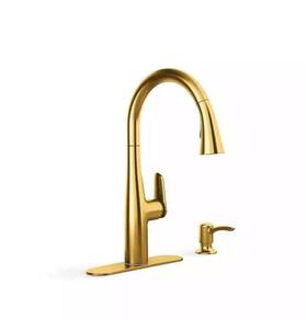 K-r30573-sd-2mb Kohler Easmor Pull Down Sprayer Kitchen Faucet In Vibrant Brushed Moderne Brass