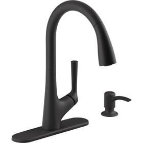 K-r22968-sd-bl Kohler Kitchen Faucet Pull-down Sprayer Ceramic Disc Faucets Metal Matte Black
