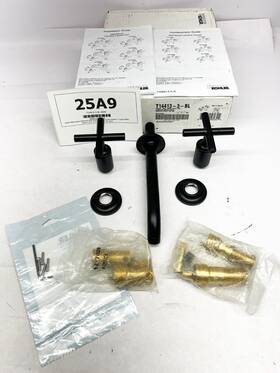 K-t14413-3-bl Kohler Kt144133bl Wall-mount Bathroom Sink Faucet Trim Cross Handles Black