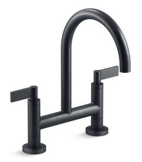 P25202-lv-gn Kohler P25202-lv Kallista One Deck Mount Bridge Kitchen Faucet Lever Gunmetal 3 590
