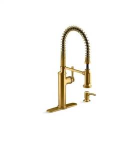 R10651-sd-2mb Kohler Pull Down Kitchen Faucet And Dispenser Brushed Moderne Gold