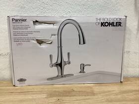 R29473-sd-cp Kohler Pannier Two Handle Kitchen Faucet Pull Down Spray Chrome