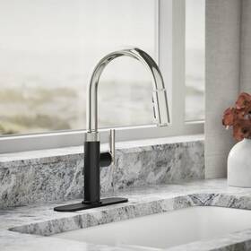 R31627-bsn Kohler Lathe Polished Nickel/matte Black Pull-down Kitchen Faucet
