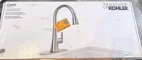 R32123-vs Kohler Conti Single Handle Pull Down Sprayer Kitchen Faucet In Vibrant Stainless