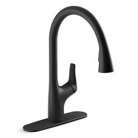 R33300-bl Kohler Trove Single Handle Pull Down Sprayer Kitchen Faucet In Matte Black