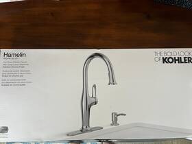 R33446-sd-cp Kohler R33446-sp-cp New Hamelin Polished Chrome Kitchen Faucet With Soap Dispenser