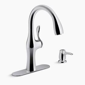 R45350-sd-cp Kohler Alma 1 Handle Kitchen Faucet And Soap Dispenser In Polished Chrome