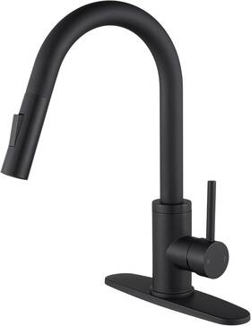7098-bk Kpw Kitchen Faucets Matte Black Faucet With Pull Down Sprayer High Arc