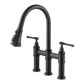 Kraus 313028310397 Allyn Double Handle Transitional Bridge Kitchen Faucet With Pull-down Sprayhead