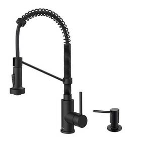 Kraus 846639064309 Single Handle Pull Down Sprayer Kitchen Faucet With Soap Dispenser Matte Black