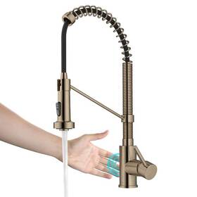Kraus 846639097949 Single Handle Touchless Sensor Commercial 18-in Pull Down Kitchen Faucet Bronze