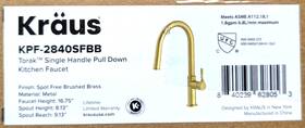 Kpf-2840sfbb Kraus Torak Single Handle Pull Down Kitchen Faucet Brushed Brass