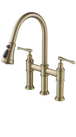 Kpf-3121bg Kraus Kpf-3121 Allyn 1.8 Gpm Bridge Pull Down Kitchen Faucet Gold