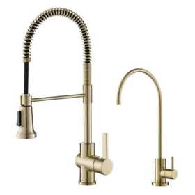 Kpf-1690-ff-100bg Kraus Pull-down Kitchen Faucet And Purita Water Filtration Brushed Gold