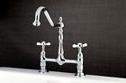 Ks1171bex Kingston Brass Essex Double Handle Deck Mounted Bridge Kitchen Faucet