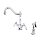 Ks1231plbs Kingston Brass Heritage Double Handle Kitchen Faucet With 663370024870
