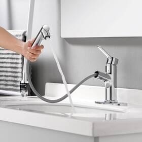 Tpd1003 Laz Home Bathroom Faucet With Pull Out Sprayer Chrome Copper Regular