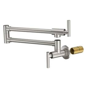 Lp-tt9053bn Lepo 31211l Pot Filler Faucet Wall Mount Solid Brass Brushed Nickel Double Joint Swing A